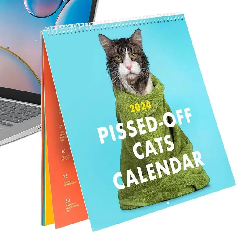 

Ежедневный Настольный календарь с кошками, настенный календарь с кошками-злами 2024, календарь для офисов, отелей, квартир, школ, дома, общежитий