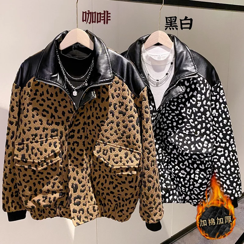 Winter Jacket Men Warm Fashion Retro Thickened Leopard Jacket Men Streetwear Korean Slim Thick Short Coat Mens Parker Clothes
