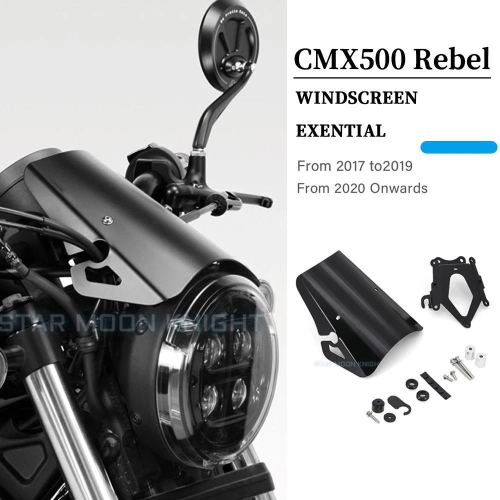 For HONDA CMX REBEL 500 cmx500 rebel500 2017 - 2021 Moto Accessories Aluminum Windshield Exential Windscreen Deflector Wind