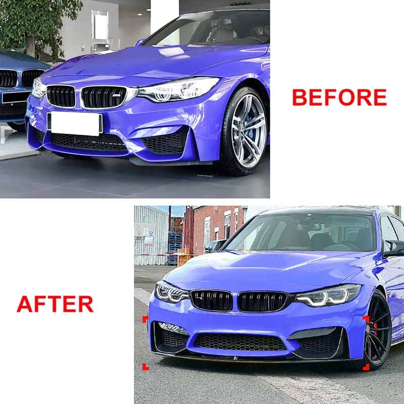 Фото Для BMW 3 4 серии M3 M4 F80 F81 F82 F83 2013-2020 Автомобильный передний бампер, разделитель губ, спойлер, противотуманные фары, рамка для бровей №2