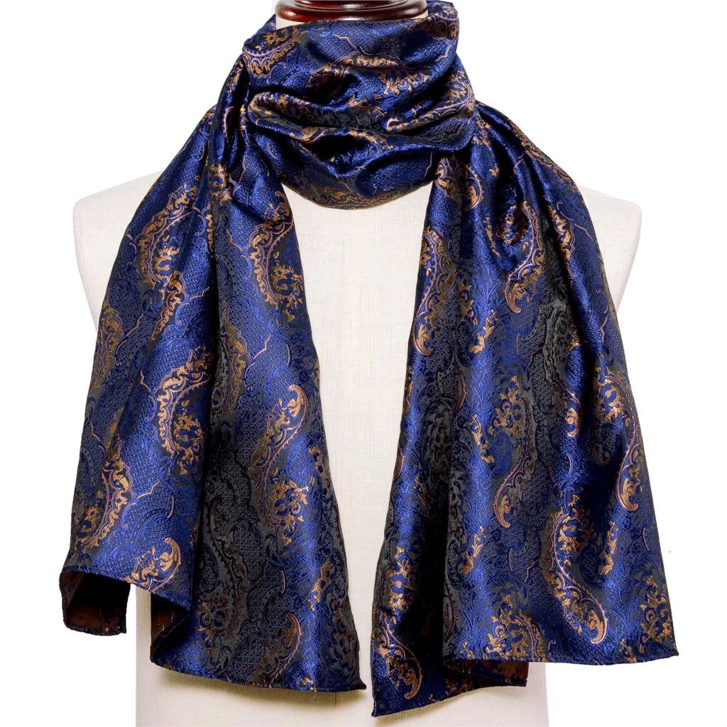 

New Fasion Men Scarf Blue old Jacquard Paisley 100% Silk Scarf Autumn Winter Casual Business Suit Sirt Sawl Scarf Barry.Wan