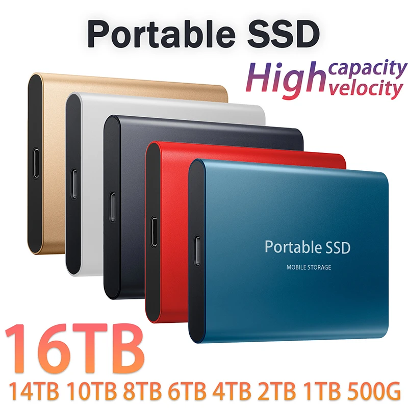 100% Новые Оригинальные Портативные внешние жесткие диски на 16 ТБ, USB 3,1 SSD твердотельные диски для ПК, ноутбука, компьютера, устройства хранени...