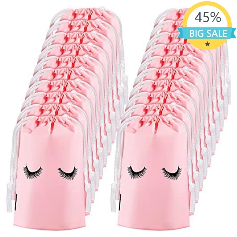 

50 Pieces Eyelash Aftercare Bags Plastic Makeup Bags Toiletry Makeup Pouch Cosmetic Travel With Drawstring