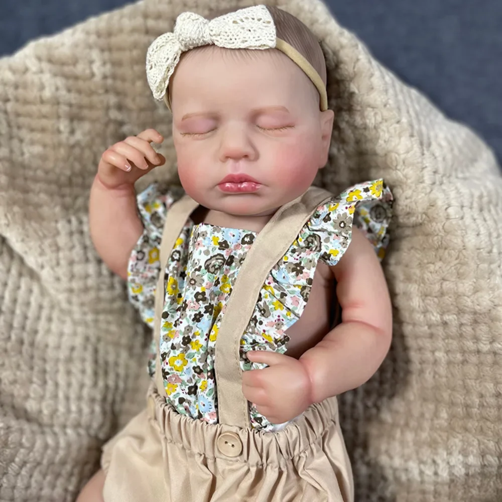 19 дюймов силиконовая кукла Reborn для сна новорожденного Loulou гибкая 3D кожа с