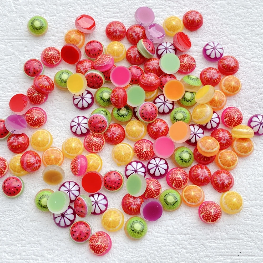 50 шт. милые мини-красочные апельсины из смолы арбузы киви с плоской задней частью