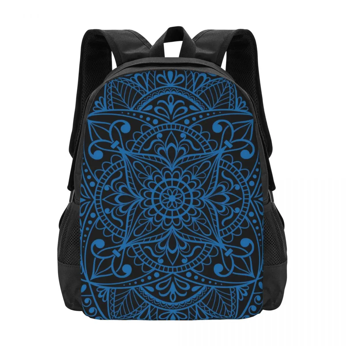 

Blue Mandala Backpack Abstract Floral Print College Backpacks Unisex Design Big High School Bags Casual Rucksack