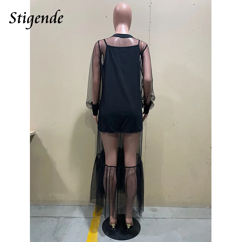 Женское Прозрачное платье-накидка с длинным рукавом в стиле пэчворк - купить по