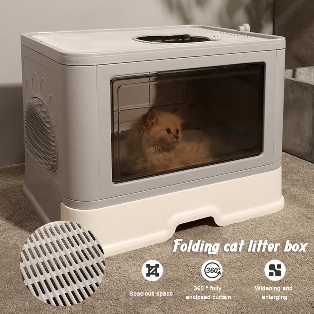 

Новейший складной кошачий наполнитель, большой ящик, верхний вход, защита от брызг, наполнитель для котят, закрытые компактные принадлежнос...