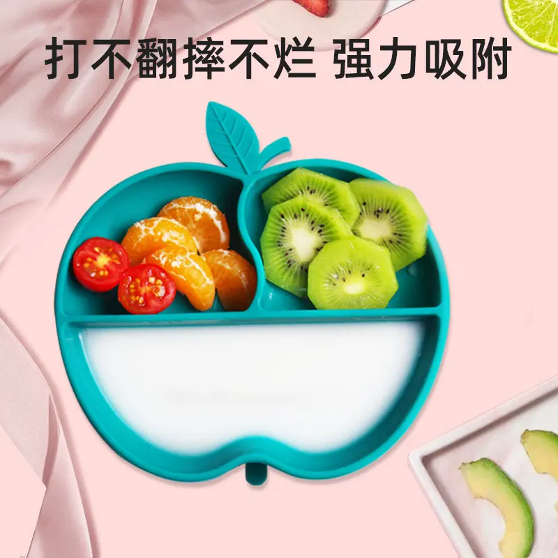 2023 Cute Cartoon Apple Baby Items For Infants Food Grade Silicone Plate Animal Print Dish Dinnerware For Toddler Kitchenware enlarge