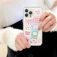 ins style sub texture rainbow rabbit pattern transparent phone case for iphone 13 12 11 xs xr x pro max thin shockproof cover