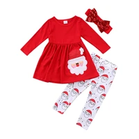 toddler kids baby outfit set new christmas girl dress suit middle and small children red santa print trousers suit