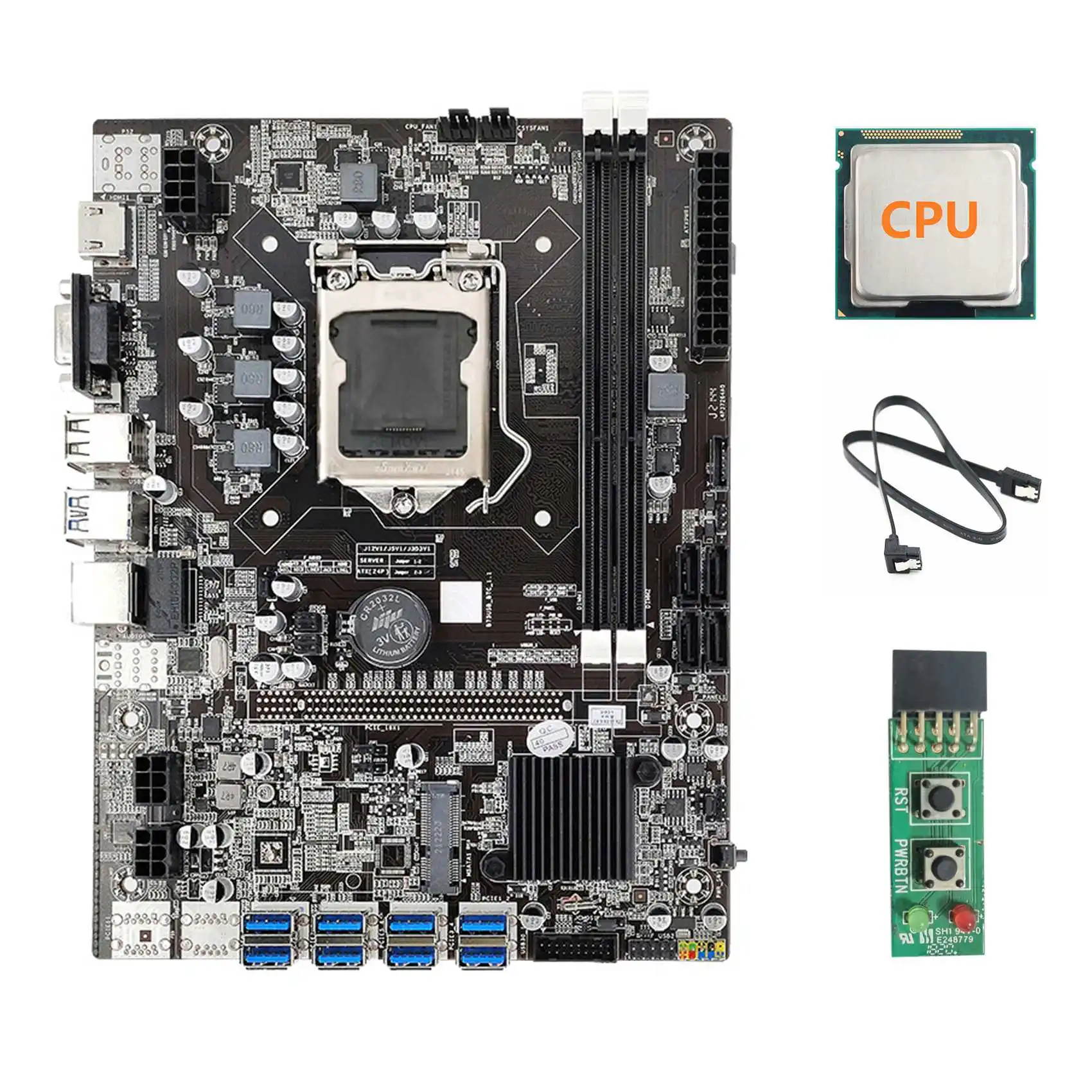 

B75 USB ETH Mining Motherboard 8XUSB3.0+Random CPU+Switch Board+SATA Cable LGA1155 DDR3 B75 USB BTC Miner Motherboard