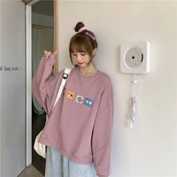 simple women tops cartoon printed loose casual thin sweatshirts spring autumn bottom clothing chic o neck pullovers streetwear