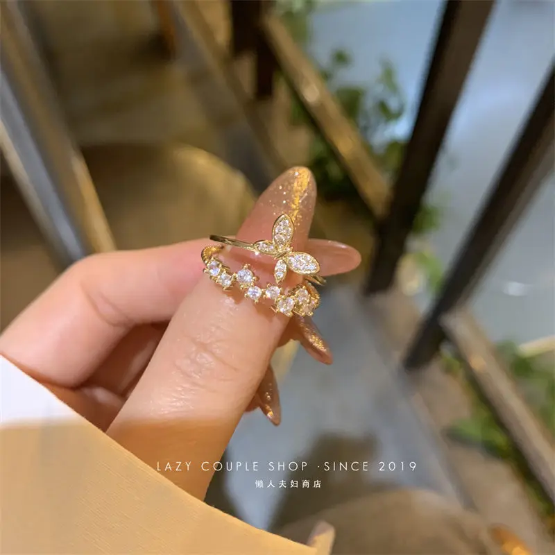 

925 Sterling Silver Inlaid Diamond Butterfly Rings For Women Girls Engagement Wedding Party Punk Jewelry Gift Jlfjla Ins