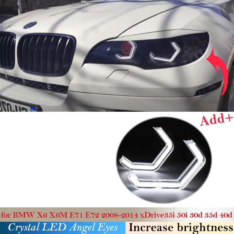 

Crystal Day light For BMW X6 X6M E71 E72 2008 - 2014 xDrive35i Ultra Bright Concept M4 Iconic Style LED Angel Eyes Halo Rings