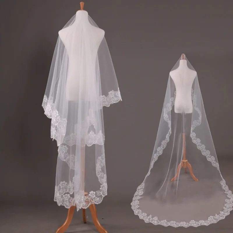 

Dingyaoda 3m wedding veil Simple bride lace long wedding white lace lace veil