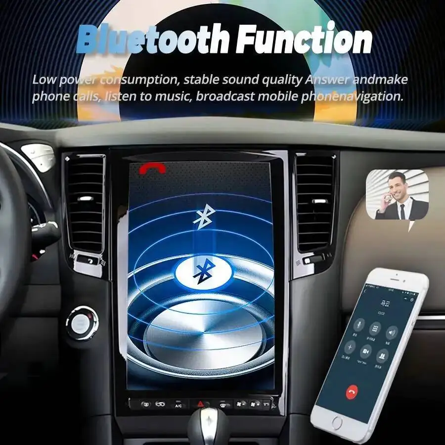 Фото Автомагнитола Android 15 с диагональю 14,5 дюймов для Infiniti FX35 FX37 FX45 FX50 QX70 2007-2013, с CarPlay, GPS-навигацией, HD-экраном и стереосистемой №2