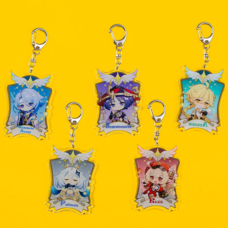 

Genshin Impact Razor Ayato Gorou Itto Barbatos Amber Klee Bennett Cosplay Key Chains Two-sided Keychain Acrylic Pendant Keyring