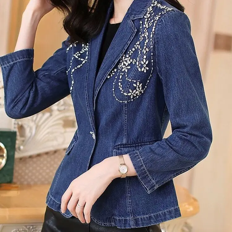 

New Spring Autumn Vintage Women Jeans Jackets Casual Tops Loose Long Denim Outerwear Female Basic Coats Cowboy Overcoat A454