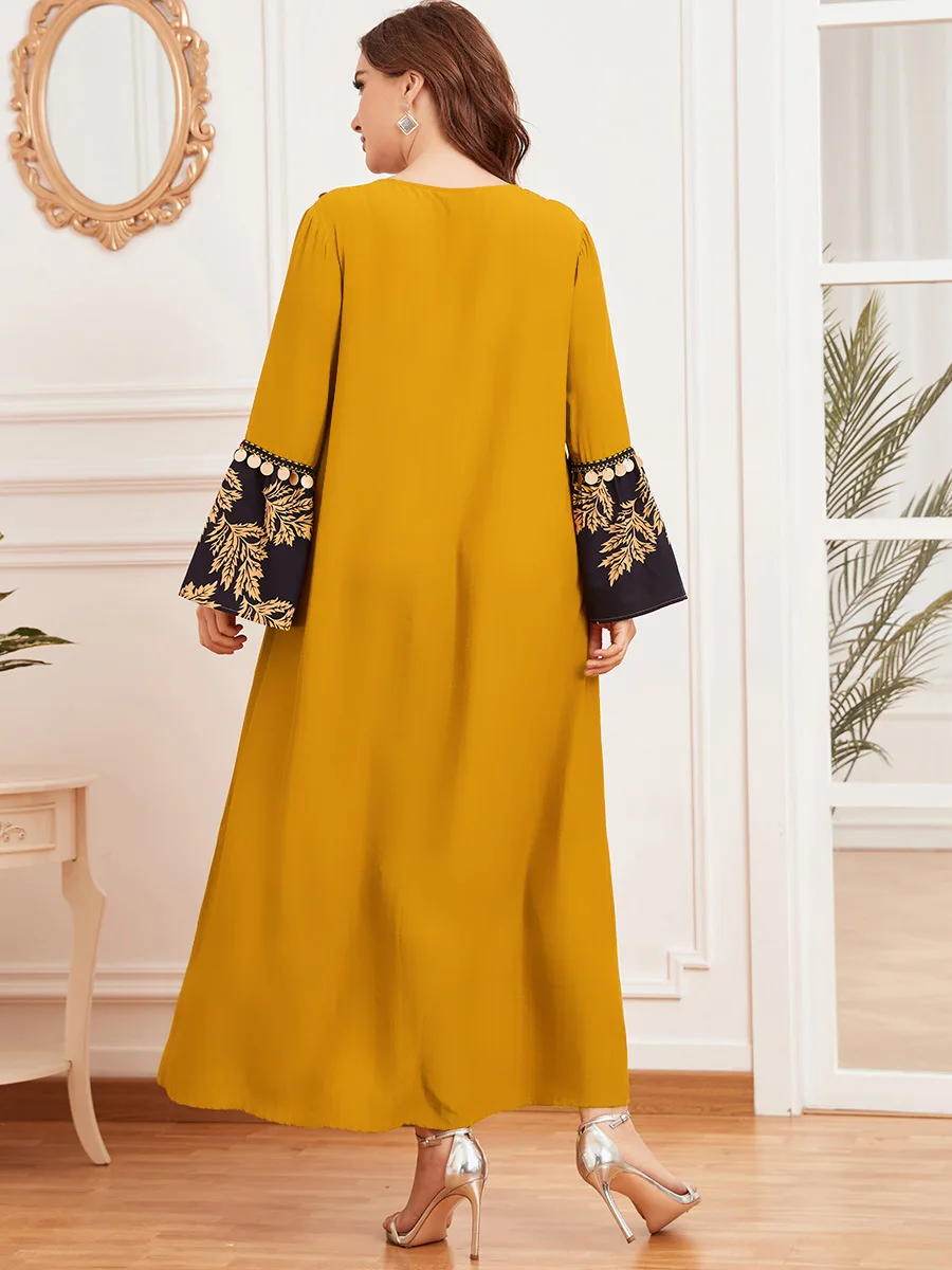 Мусульманское платье с вышивкой Женский турецкий халат Дубая кафтан в