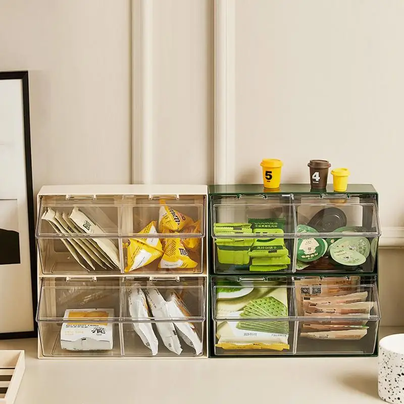 

Tea Bag Holder Space Saving Tea Bag Organizer For Countertops Stackable Tea Bag Storage Container Jar With Clear Top Cover