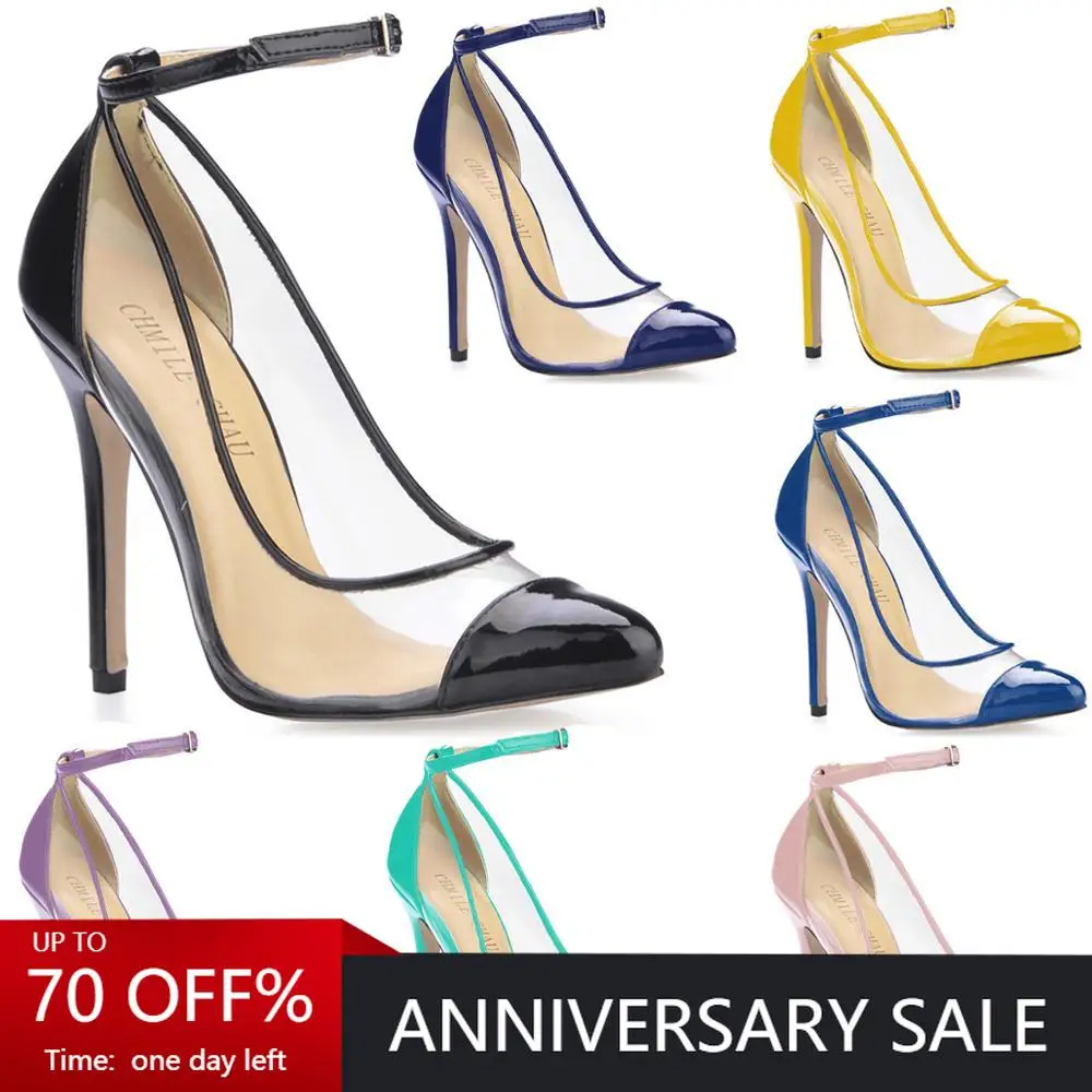 

CHMILE CHAU Sexy Party Shoe Women Pointed Toe Stiletto High Heels Ankle Strap Ladies Pumps Zapatos Mujer Escarpins Talon 0640-f1