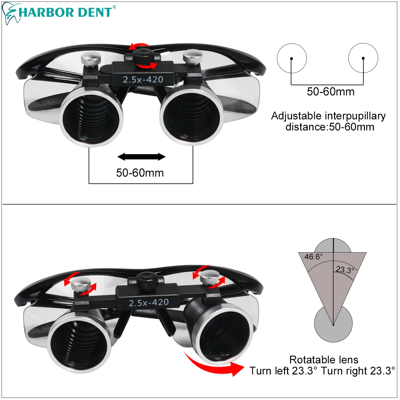 Стоматологическая бинокулярная Лупа с 3 Вт прожекторной фарой 2 5x сверхлегкие