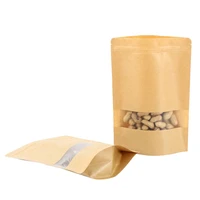 50 pcs kraft paper self standing bag moisture proof tea sealed bag scrub feeling window dried fruit pouch
