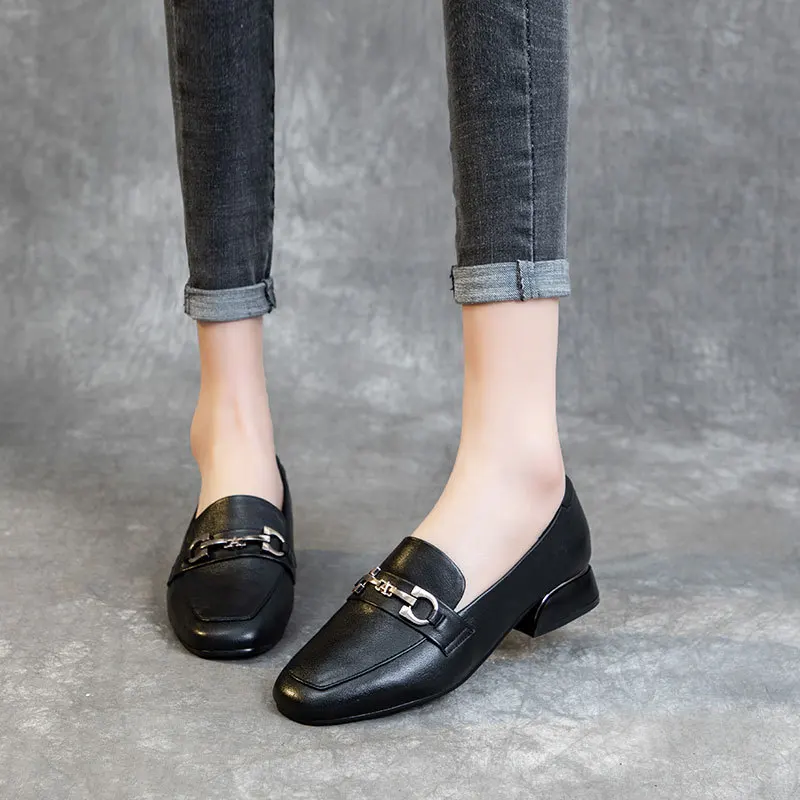 

Top Luxury Handmade Boots Women Foot Wide Single Shoes Flat Leather Loafers Ladies Cowhide Shoes Office Shoes Large Size 34-42