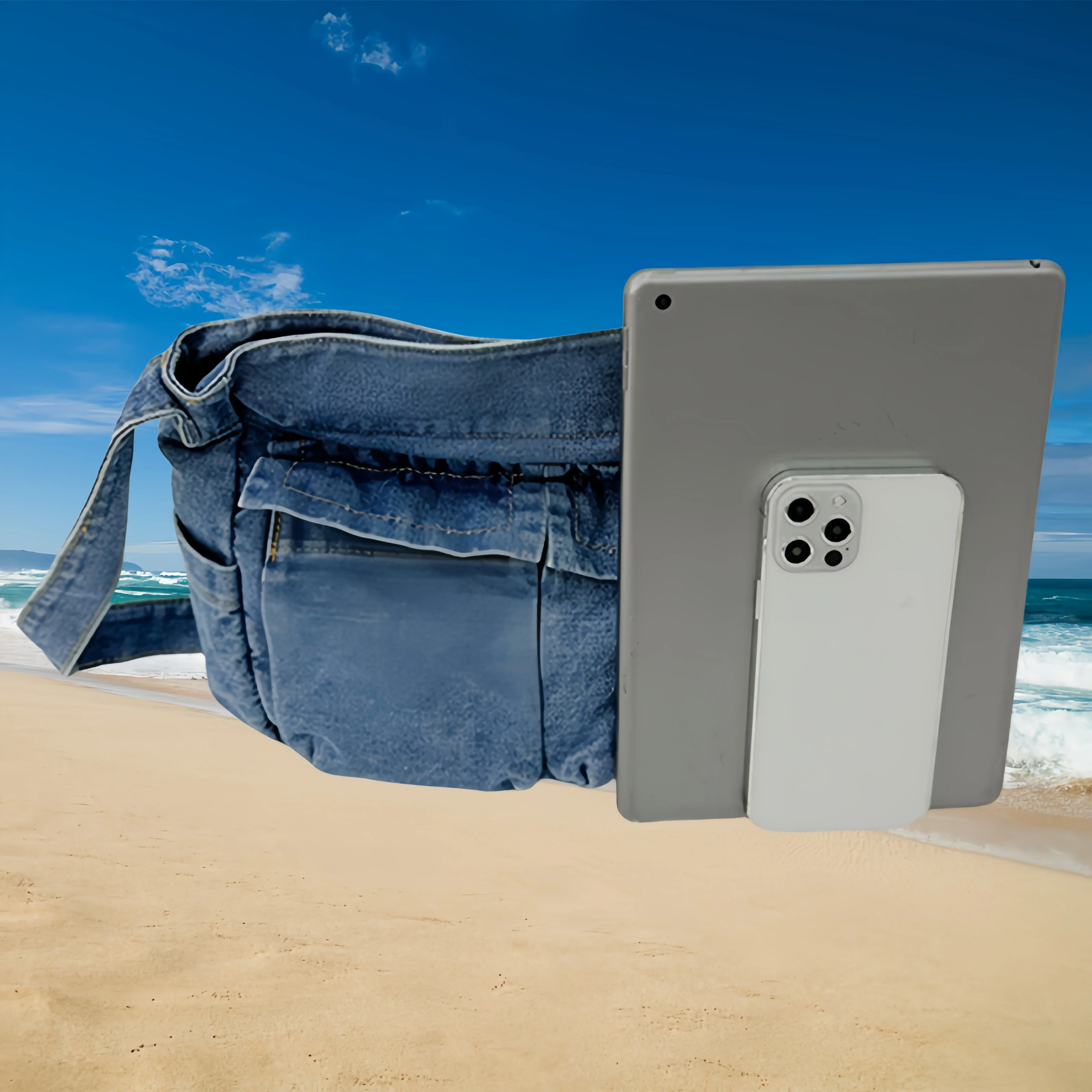 Deshuluo Большая вместительная ретро-модная повседневная джинсовая женская сумка