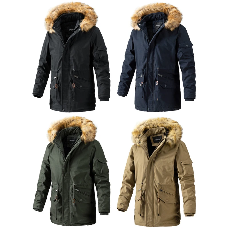 Мужская длинная флисовая куртка теплая Толстая ветровка пальто одежда модные