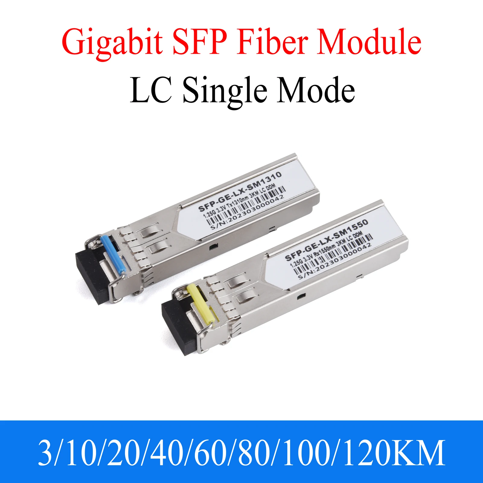 1Pair Gigabit Fiber SFP Module 1000M LC 1.25G 1310nm/1550nm Single Mode A+B Fiber Module Fit For Cisco Mikrotik Ethernet Switch