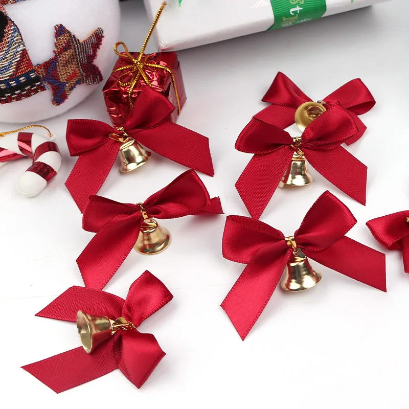 

12 шт./компл. украшение для рождественской елки, Бант «сделай сам», золотистый, серебристый, красный галстук-бабочка, искусственное украшение для дома, новогодний декор