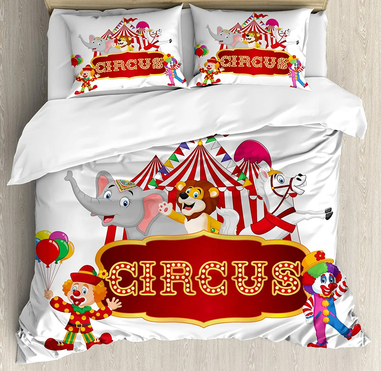 

Circus Decor Bedding Set Cute Happy Fun Trained Circus Anim 3pcs Duvet Cover Set Bed Set Quilt Cover Pillow Case Comforter Cover