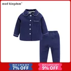 Пижамный комплект для мальчиков, с воротником-стойкой и длинным рукавом