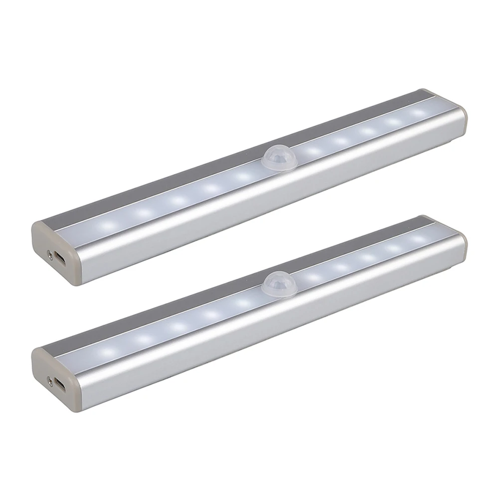 

2pack Cupboard Closet Home Motion Sensor 10 LEDs Night Light Magnetic USB Rechargeable Under Cabinet Hallway Portable Wardrobe