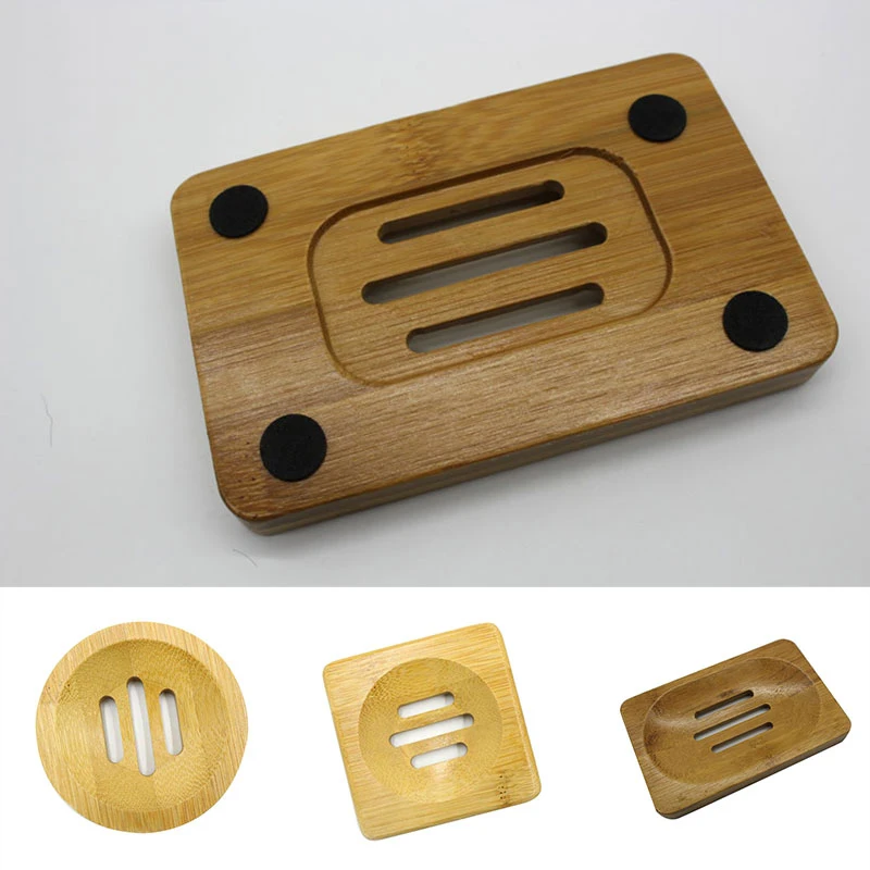 

Wooden Natural Bamboo Soap Dishes Tray Holder Storage Soap Rack Plate Box Container Portable Bathroom Soap Dish Storage Box