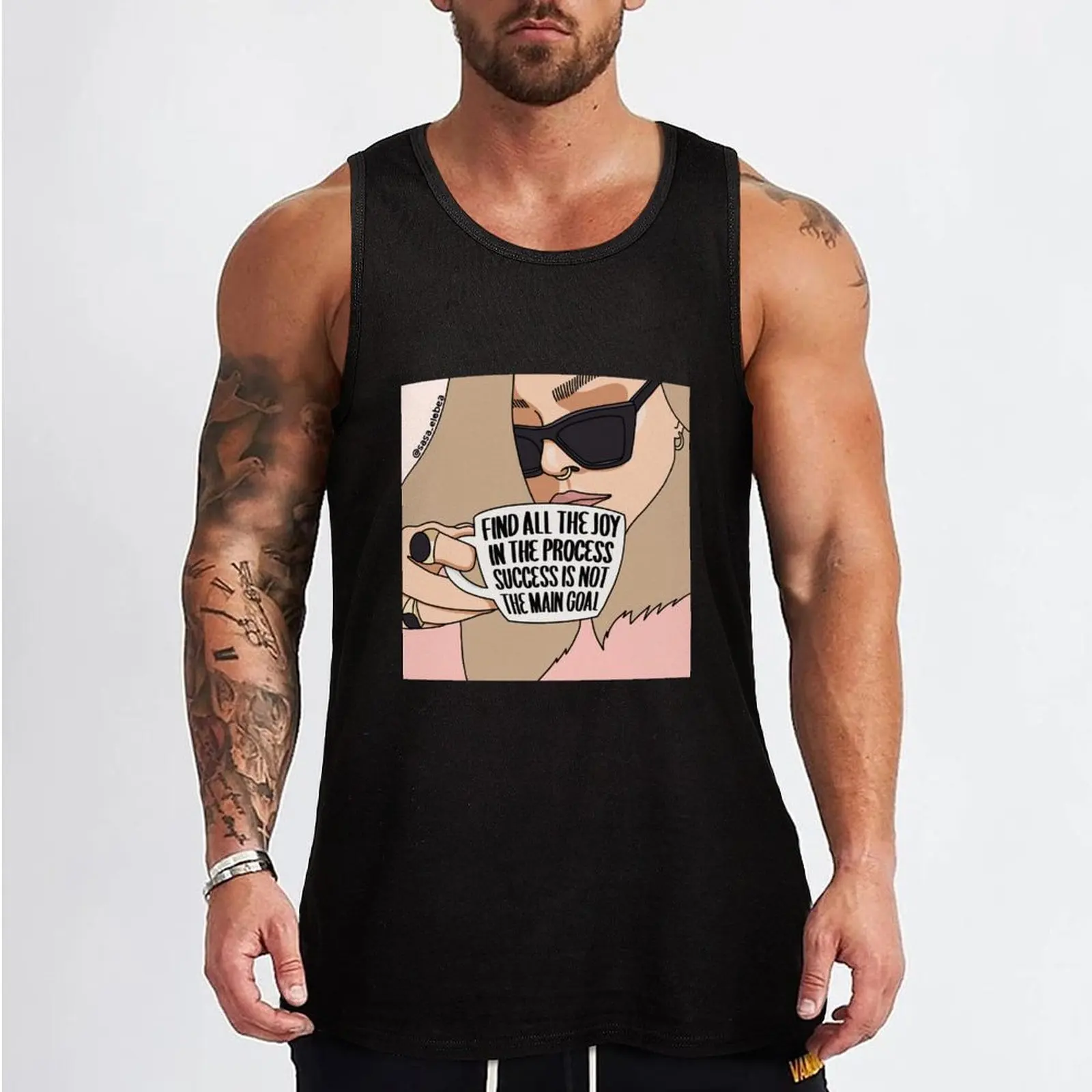 Фото Найдите все радость в процессе Sasa Elebea Tank Top Мужская футболка для фитнеса топ для спортзала аниме топ футболка без рукавов №2