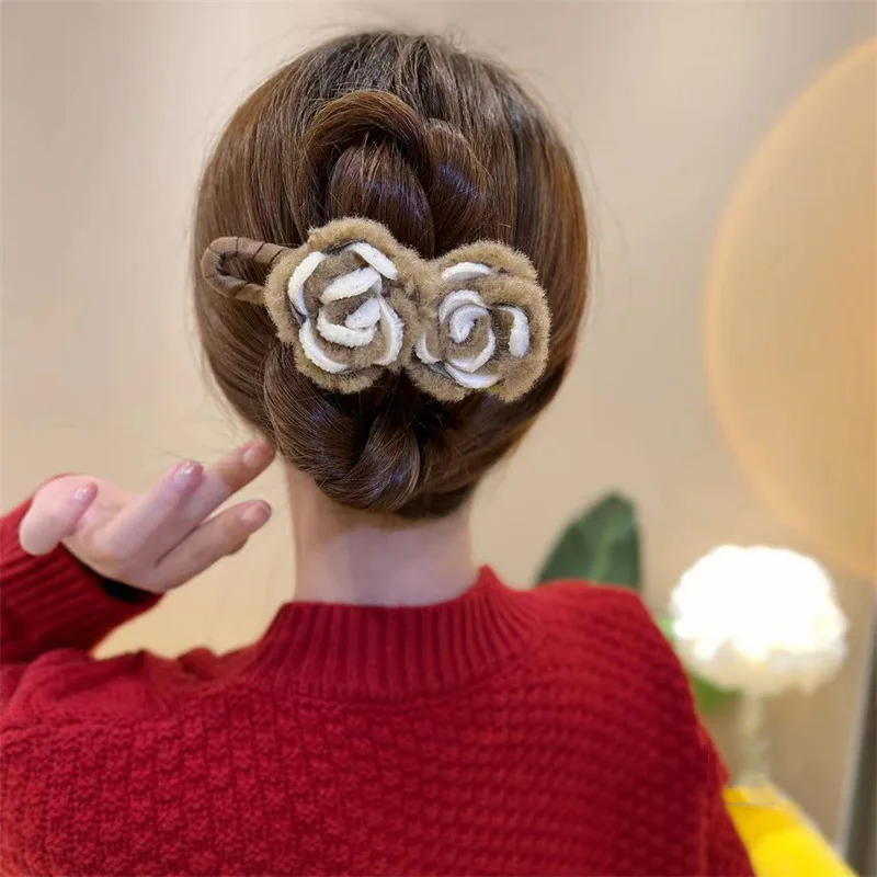 

New Elegant Large Plush Flower Hairpin Sweet Hair Claw BB Clip Hairgrips for Women Hair Accessories Headdress Gift Barrettes