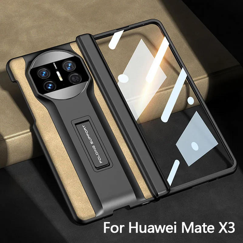 

GKK Оригинальный чехол с магнитными петлями для Huawei Mate X3, чехол с матовым кожаным держателем, защитное стекло, Жесткий Чехол для Huawei Mate X3