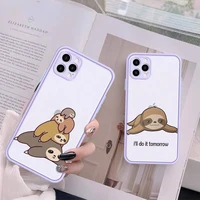 yinuoda sloth phone case for iphone x xr xs 7 8 plus 11 12 13 pro max 13mini translucent matte case