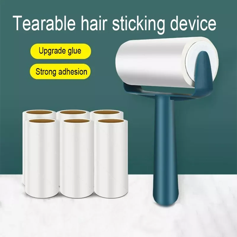 

New Tearable Roll Paper Sticky Roller Dust Wiper Pet Hair Clothes Carpet Tousle Remover Portable Replaceable Cleaning Brush Tool