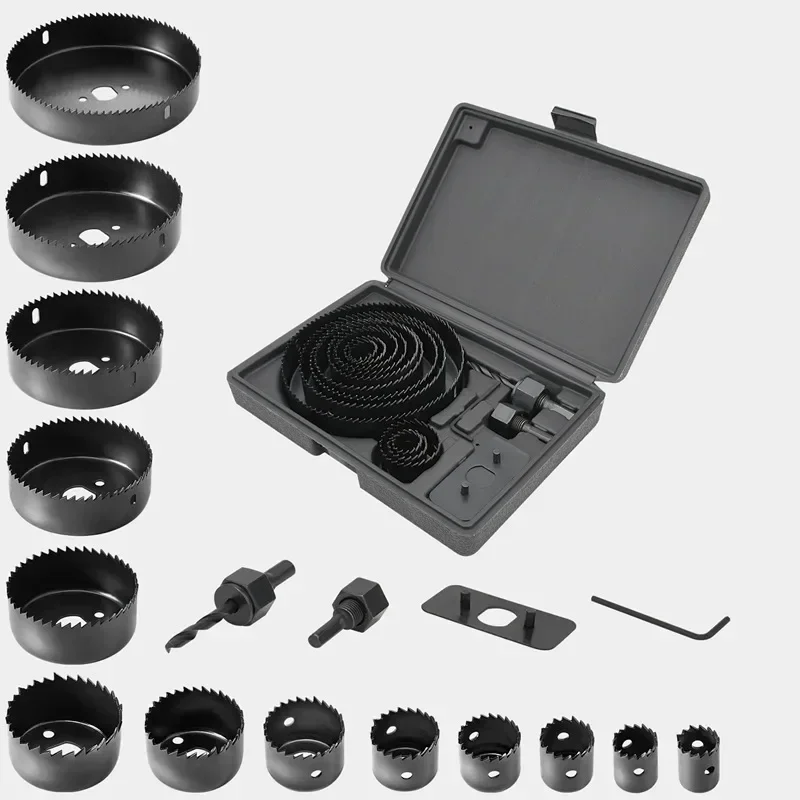 

Plastic Woodworking Gypsum Reamer Cup Opener Drill Bit Gun Hole Tube Saw 8/11/16pcs Set 19-127mm Wood Board Lamp