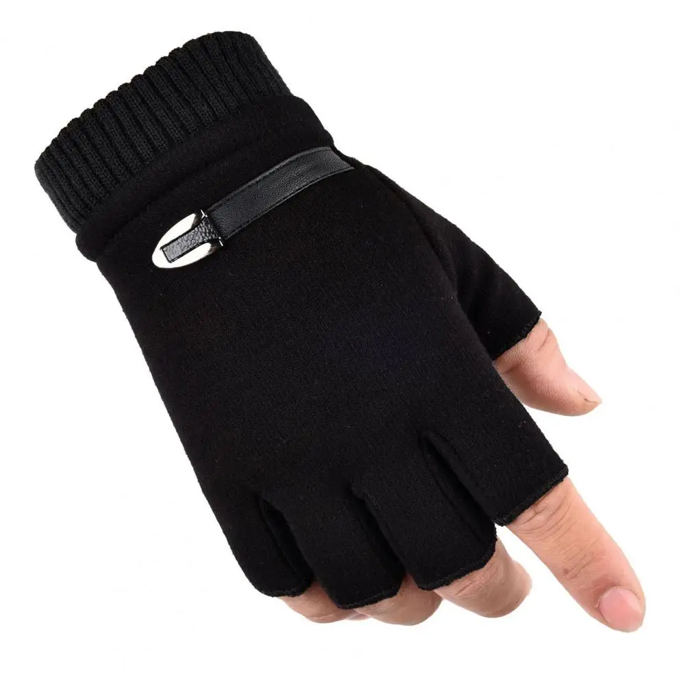 

Thermal Gloves Wrist Protection Soft Warm Outdoor Sports Climbing Cycling Half Finger Gloves Ridding Gloves for Daily Wear