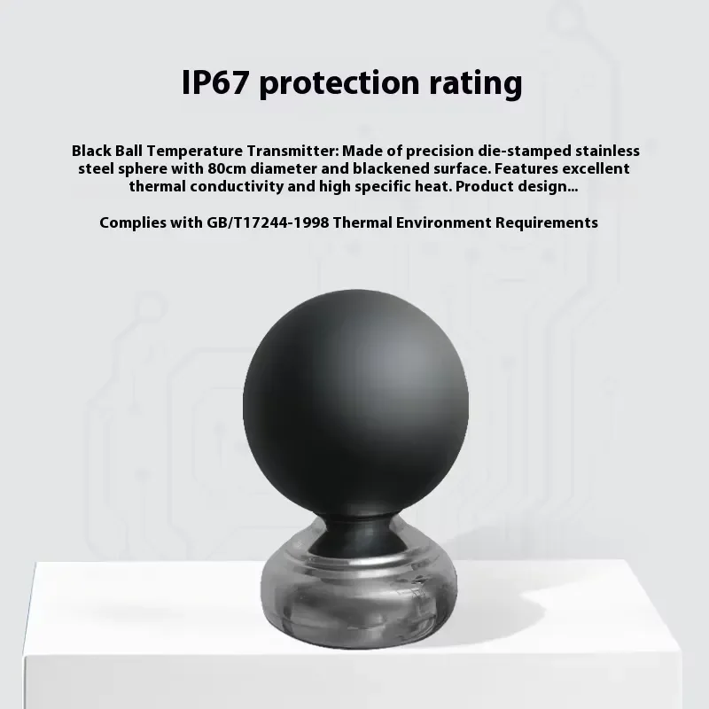 Фото Датчик температуры Dry-Bulb Wet-Bulb Black Ball, черный шарообразный термометр, промышленный интегрированный монитор теплового стресса WBGT №3