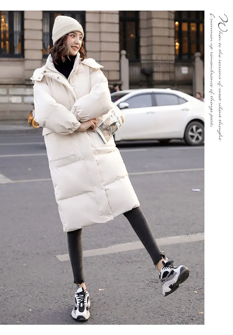 Winter Women Mid-long Parkas Jackets Casual Pockets Thick Warm Hooded Buttons Coat Female Winter Outwear Windproof Parkas S61