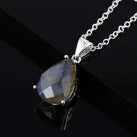 silver fashion pendant necklace big pear shape 10 14mm natural labradorite pendant necklace gift anniversary party wedding