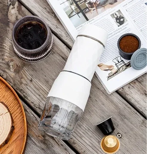 Портативная кофемашина для кемпинга и путешествий текстурированная Черная