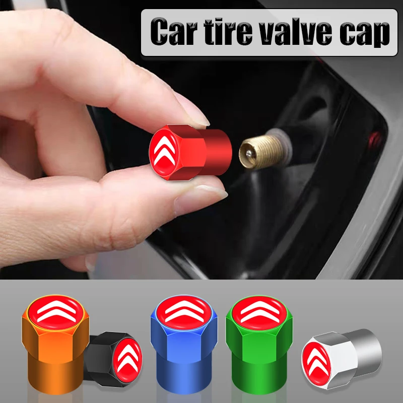

4Pcs Metal Alloy Car Hub Stem Air Valve Cap for Citroen C1 C2 C3 C4 Grand C5 Saxo Jumper Cactus Picasso C4L DS3 4 5 Accessories