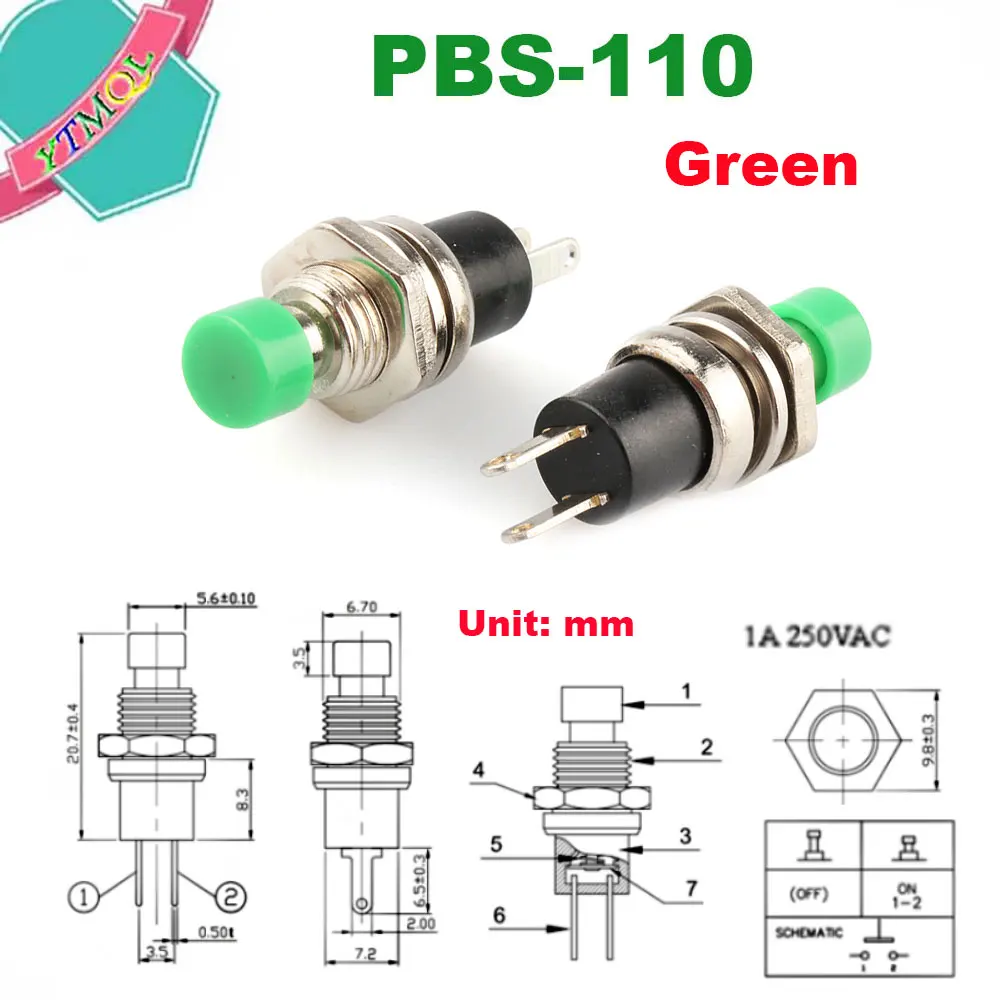 100 шт. NC/NO нормально открытый закрытый мгновенный кнопочный переключатель с